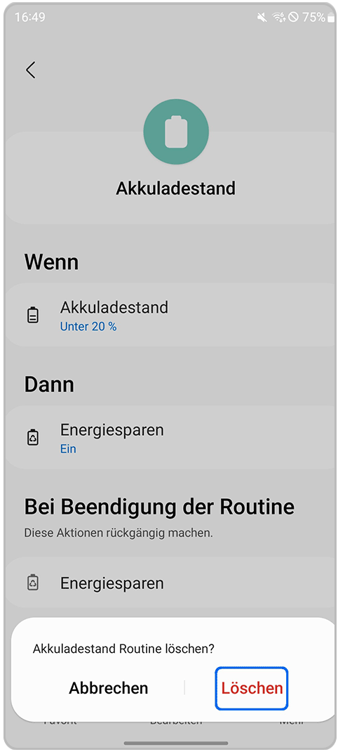 Galaxy Smartphone Routine löschen