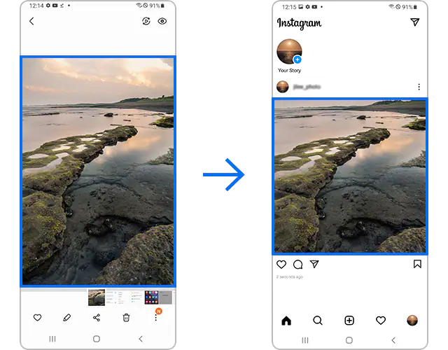 Automatische Anpassung eines Bildes nach Upload auf Instagram