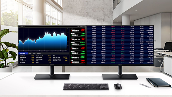 Grafik und Diagramme auf den Dual-Monitoren