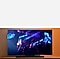 QLED TV und Soundbar auf TV-Möbel spielen Musik