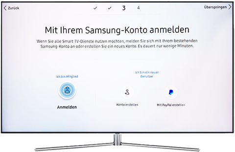 Melde dich mit deinem Samsung Konto auf deinem Smart TV an.