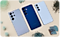 Galaxy S25 Serie drei Handys in Titanium Silverblue, Navy und Icyblue