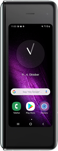 Die Kamera-App auf dem Frontbildschirm des Galaxy Fold ist markiert.