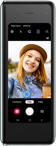 Das Symbol mit 2 Personen ist in der Selfie-Kamera des Galaxy Fold markiert.