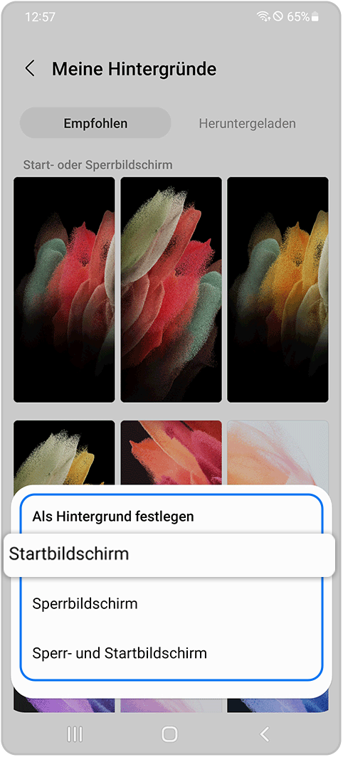 Galaxy S21 Ultra 5G Anwendungsbildschirm festlegen
