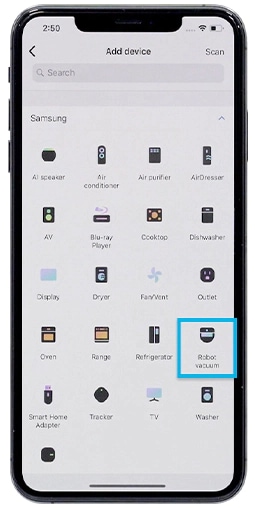 Vælg robotstøvsuger til iOS
