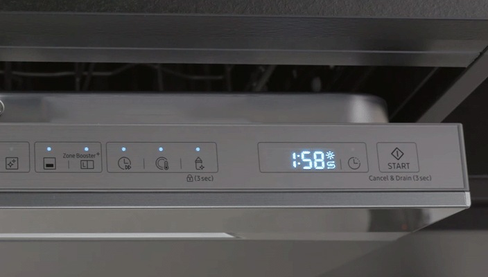 Samsung WaterWall Spülmaschine: Überblick des Bedienfelds