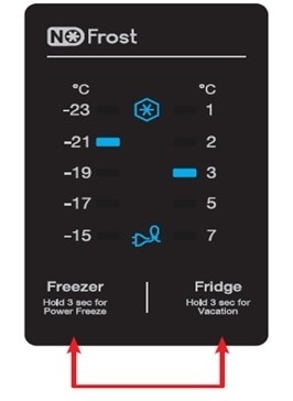 Tippe zum Deaktivieren des Demo-Modus beim Kühlschrank RB37* auf Freezer und Fridge.