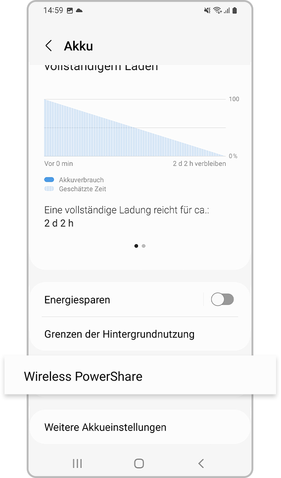 Grenzwert für Wireless PowerShare festlegen – 3.