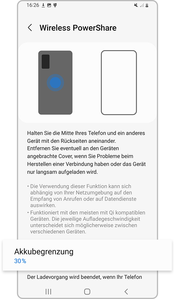 Grenzwert für Wireless PowerShare festlegen – 4.