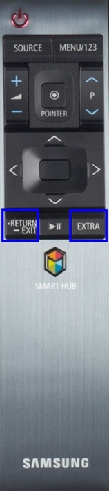 Tasten Return und Extra 10 Sekunden drücken, um Smart Touch Control mit Samsung TV J-Serie zu koppeln.