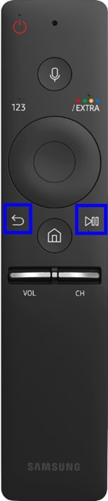 Tasten Return und Play/Pause 10 Sekunden drücken, um Smart Touch Control mit Samsung TV K-Serie zu koppeln.