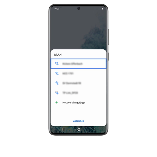 Popup Netzwerk auswählen