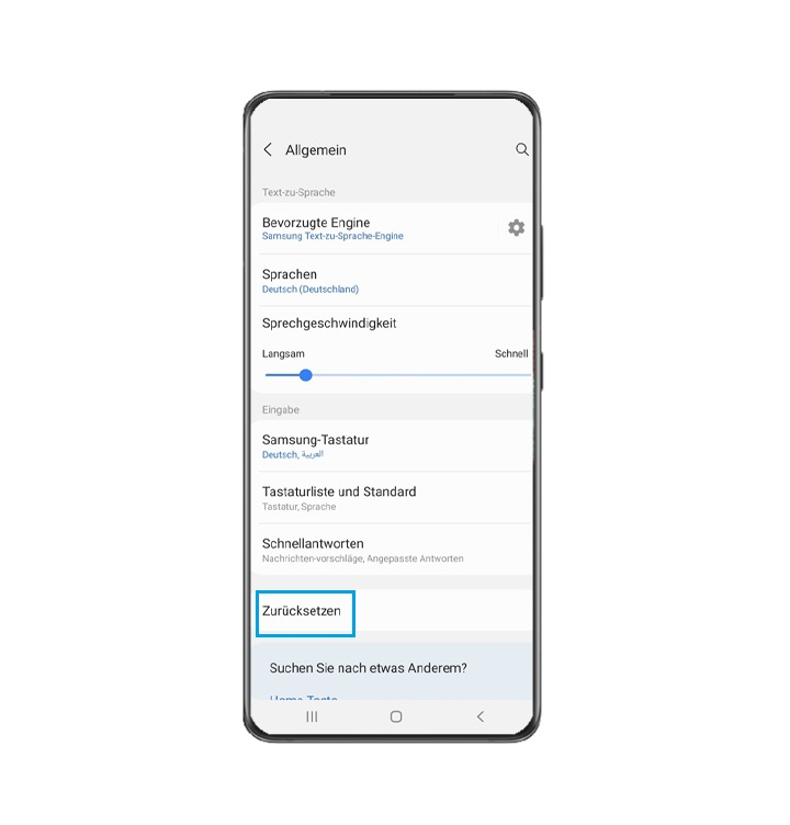 Galaxy Wearable-App Menüpunkt Zurücksetzen