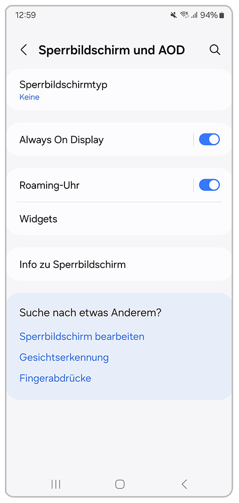Galaxy Smartphone Sperrbildschirm und AOD