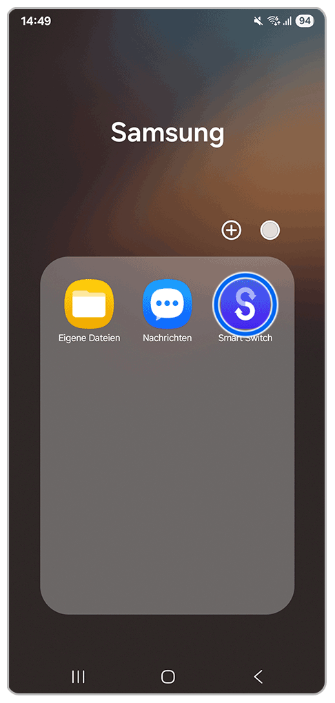Galaxy Smartphone Samsung Ordner mit Markierung auf Smart Switch