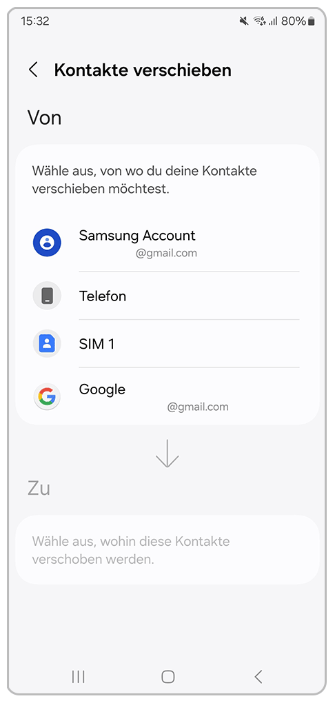 Galaxy Smartphone Kontakte verschieben