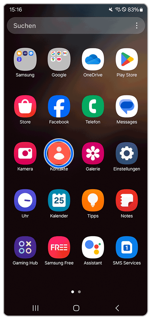 Galaxy Smartphone App Bildschirm