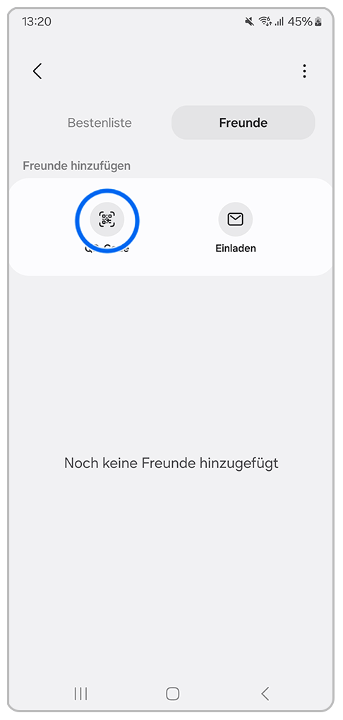 Galaxy Smartphone Samsung Health mit Markierung auf QR-Code