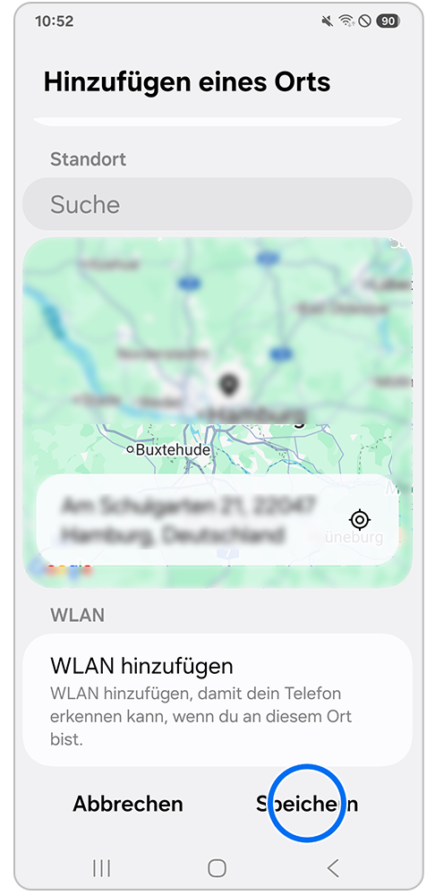 Reminder App Hinzufügen eines Orts mit Markierung auf Speichern.
