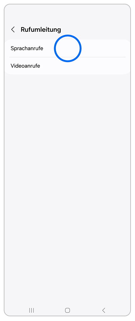 Bild der Rufumleitungseinstellungen Sprachanrufe oder Videoanrufe