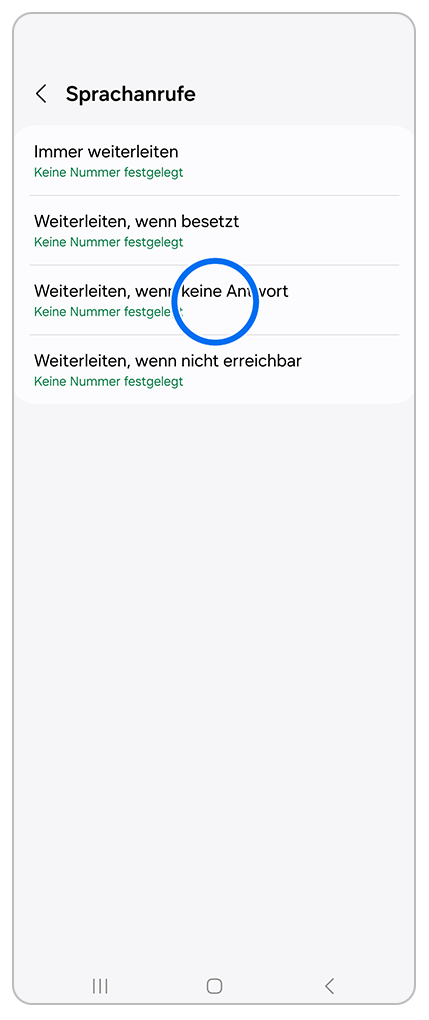Möglichkeiten der Rufumleitung mit Markierung auf Weiterleiten wenn keine Antwort