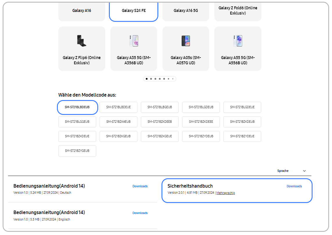 Screen - Bedienungsanleitungen zum Download - Galaxy S24 FE