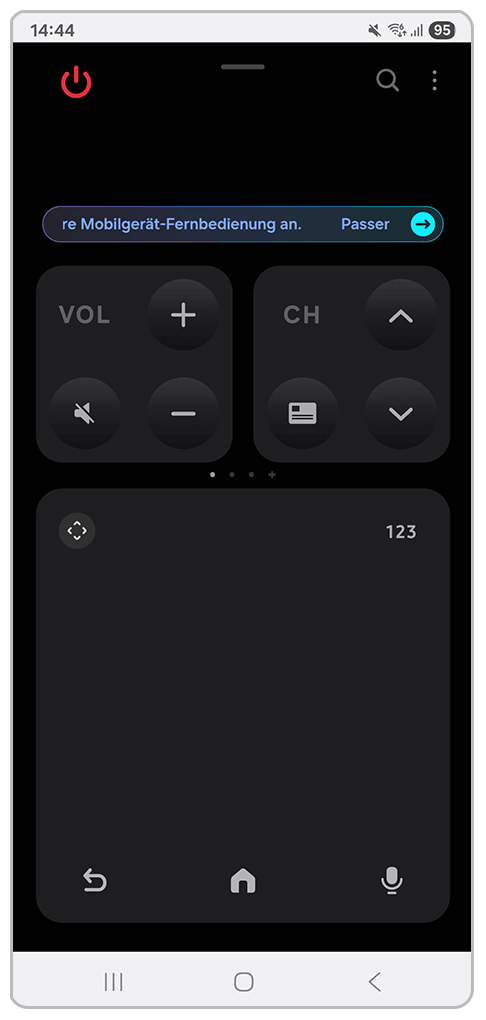 Galaxy Smartphone SmartThings mit Fernbediendung Oberfläche.