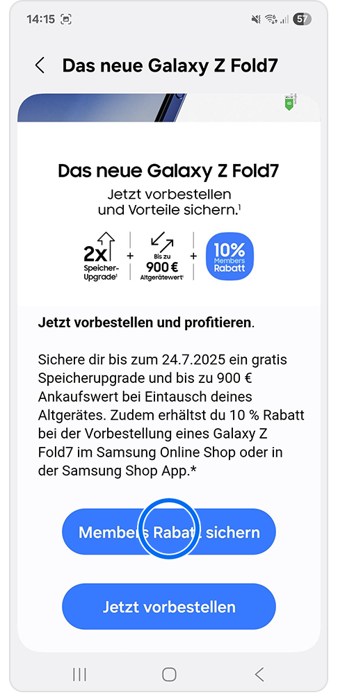 Galaxy Smartphone Members-App Promotions mit Markierung auf Members Rabatt sichern