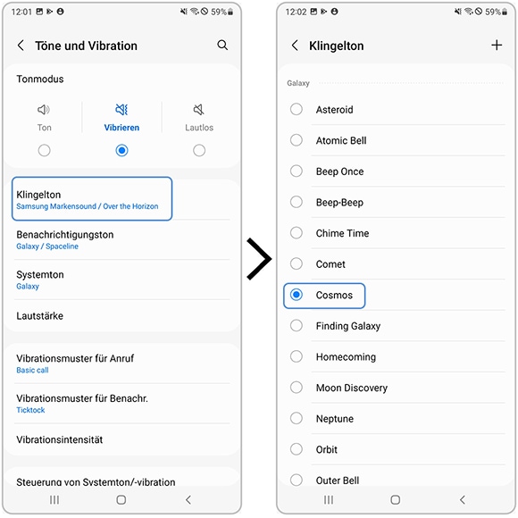 Samsung Galaxy Klingelton auswählen