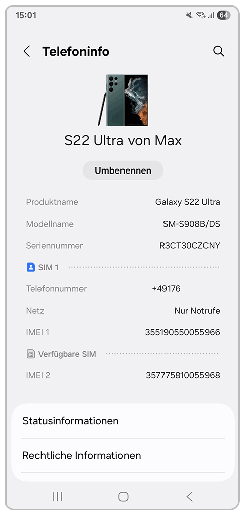 Galaxy Smartphone Telefoninfo