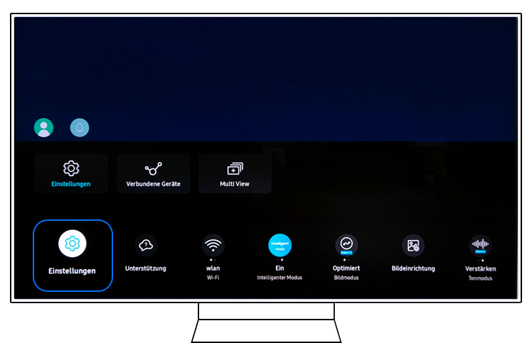 Samsung Smart TV Einstellungen mit Markierung auf Alle Einstellungen