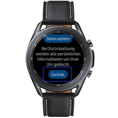 Galaxy Watch3 Zurücksetzen Bestätigungsmeldung