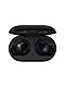Sorte Galaxy Buds vises i et åbent sort opladningsetui