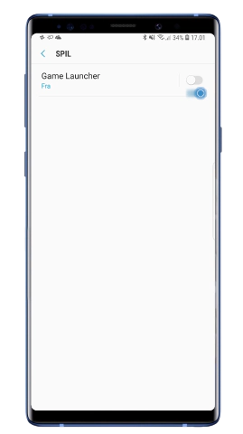 Aktivér Game Launcher i menuen Spil