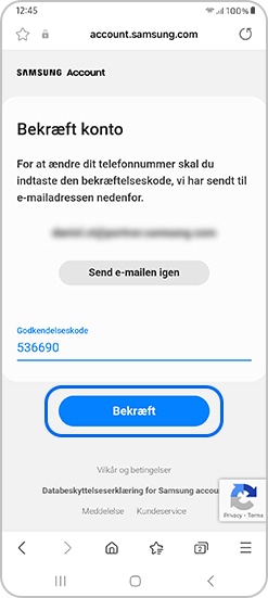 Bekræft med koden, der sendes til din e-mailadresse