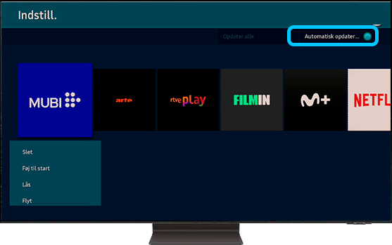 Automatisk opdatering mulighed valgt