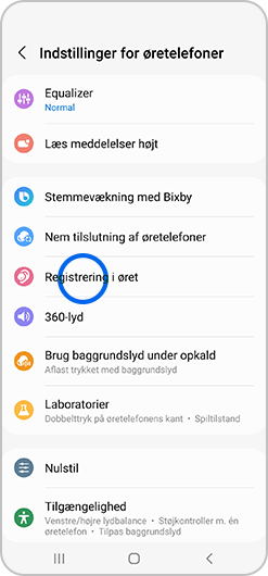 In ear detection muligheden valgt
