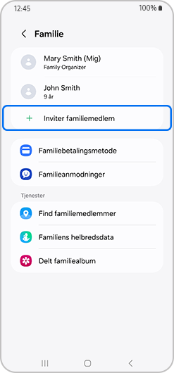 Inviter familiemedlem på Familieskærmen fremhævet