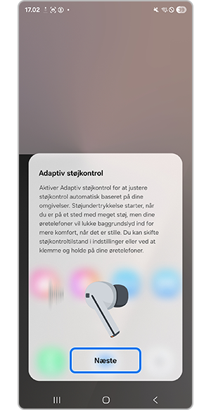 Tryk på "Næste" for støjkontrol
