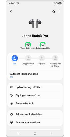 Indstillinger for in-ear høretelefoner