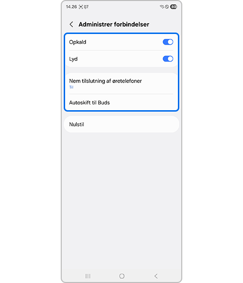 Vælg betingelser for Bluetooth