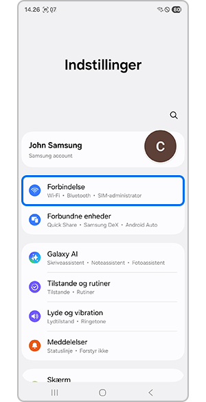 Tryk på indstillinger