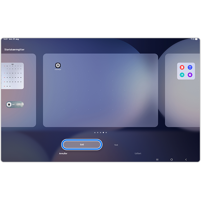 Roter skærmen og vælg gitterindstillingen
