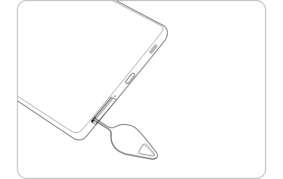 Indsæt ejektorværktøjet i hullet ved siden af SIM-kortbakken