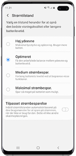 Stryg kontakten Tilpasset strømbesparelse for at aktivere
