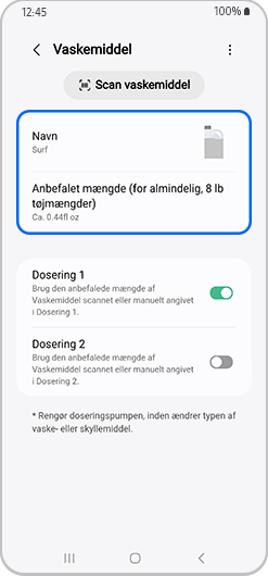 Anbefalet mængde vaskemiddel til det næste program