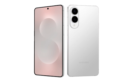 En Galaxy S25 Edge set fra fronten og bagsiden