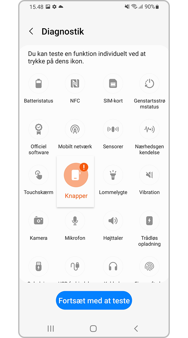 Tryk på Knapper i Diagnostik
