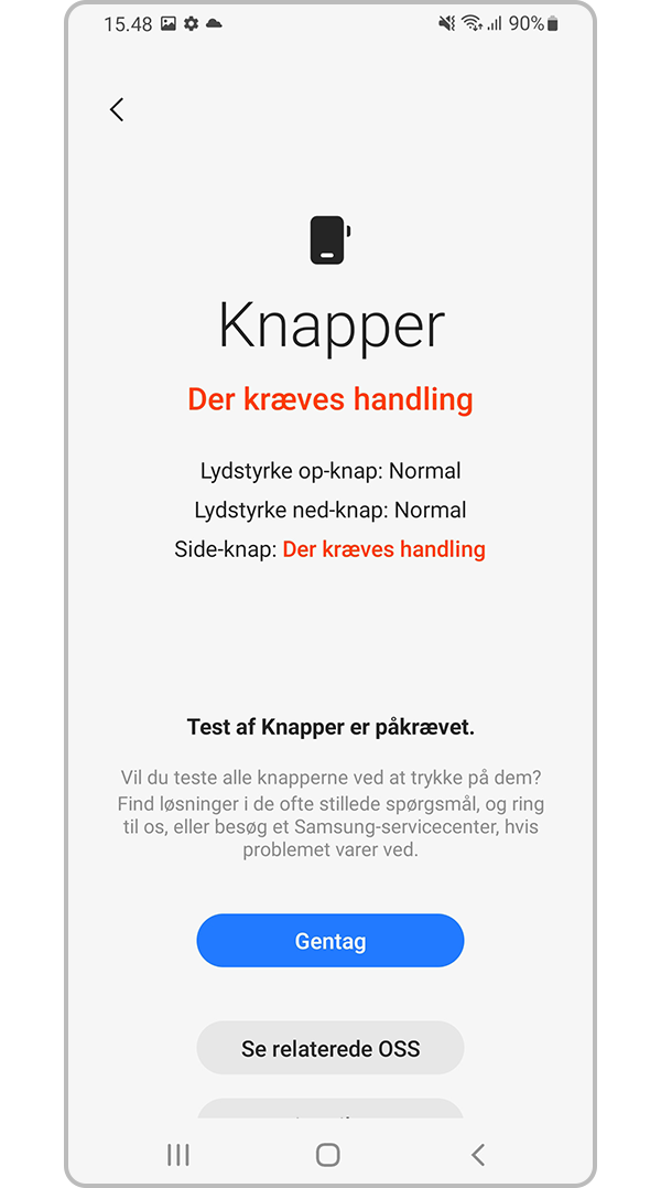 Besøg servicecenteret, hvis der kræves handling